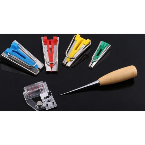 6pcs Bias Tape Maker Kit 6/12/18/25mm Binding Tool fabric Sewing Quilting Guide Strip sewing