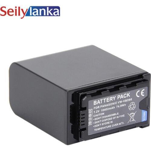 10400mAh for Panasonic VW-VBD98 Battery PX298 HC-MDH2 3 DVX200 EVA1 PV100 Camera VBD78 7.2V Camcorder HC-MDH2 HC-MDH2GK HC-MDH2