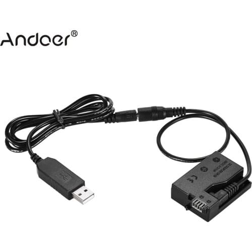 Andoer DR-E8 Dummy Battery with DC Power Bank USB Adapter Cable Replacement for LP-E8 for Canon EOS 550D 600D 650D 700D DSLR