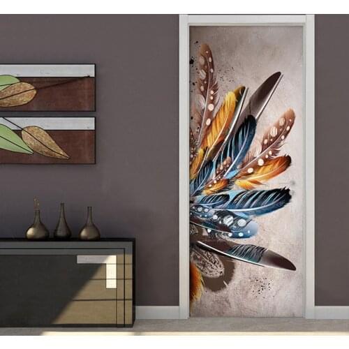 Retro Creative Color Feather Photo Wallpaper 3D Living Room Study Door Sticker PVC Self Adhesive Waterproof Mural 3 D Wall Paper