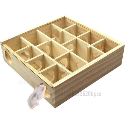 Wooden Hamster Maze Tunnel Toy with Cover Small Pet Animals Activity Gerbil Labyrinth Dwarf Hamster Play Toys Maze Tunnel Mice