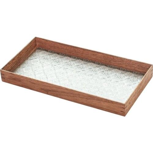 Creative Handmade Tea Tray Japanese Decorative Table Food Serving Glass Vintage Tea Tray Bandeja Madera Kitchen Teaware DB60TP