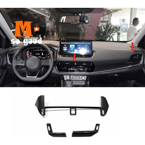For Nissan XTrail T33 Qashqai J12 Rogue Car dashboard Air Conditioner Outlet AC Vent Trim Decor Cover 2021 2022 ABS Carbon fiber