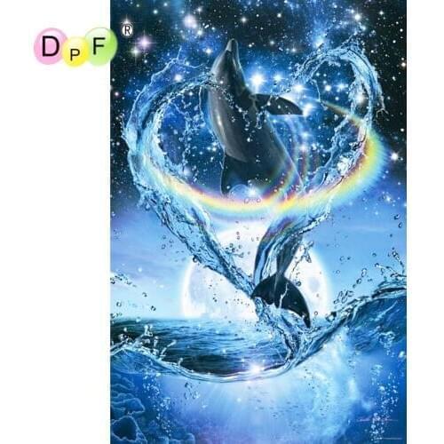 DPF 5D full Round Diamond Painting Mosaic dolphin jump star sky DIY Magic Cube Cross Stitch art crafts Diamond Embroidery Decor