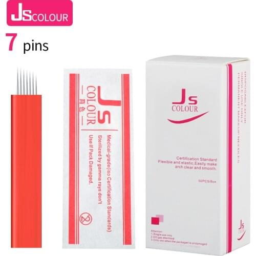 New 50PCS Eyebrow 7pins Permanent Makeup needles for eye tattoos Prong flat blades 3d Microblading Embroidery D-B5