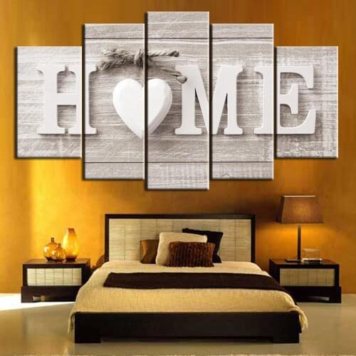 Unframed 5 Pieces Letter Canvas Painting Love HOME Wall Art Print Pictures for Home Living Room Bedroom Decor Hanging Poster
