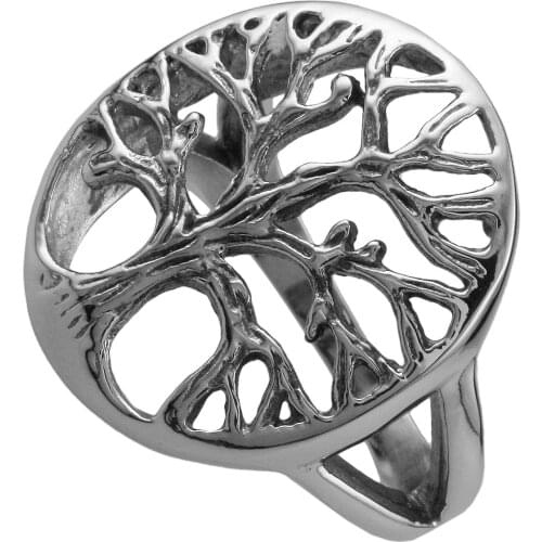 Silver Color Tree Branches Stainless Steel Ring Vintage Jewelry Punk Rings For Men Women Jewelry Fashion Gift