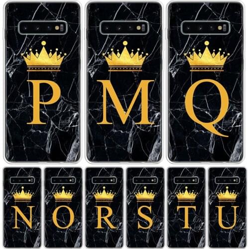 Crown Custom 26 Letter M Cover Phone Case For Samsung Galaxy S10 S20 Ultra Note 10 9 8 S9 S8 J4 J6 J8 + Lite Plus Pro S7 Coque