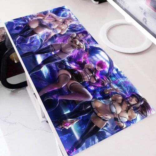 LOL KDA ALL OUT Desk Pad Mouse Cute Gamer Carpet Kawaii Pc Complete Gaming Rubber Keyboard Mats Mause Large Pads Xxl Anime Mat
