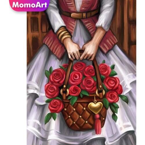 MomoArt Diamond Painting Girl New Arrival Diamond Embroidery Rose Full Drill Square Mosaic Portrait Cross Stitch Home Decoration
