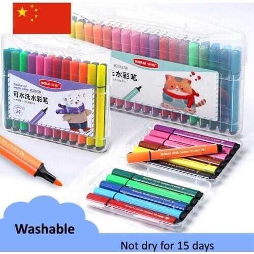 12/18/24 Colors Felt-tip Pens Set Washable Markers For Sketching School Office Stationery Supplies Art Drawing Paints
