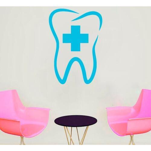 Dental Clinic Tooth Wall sticker removeable vinyl Teeth clinic sign waterproof Tooth Decor Handmade glass wall decal G584