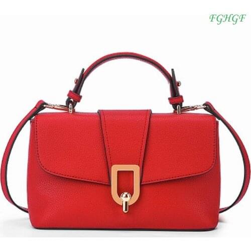 New high quality European and American fashion portable Messenger bag top layer leather womens shoulder bag