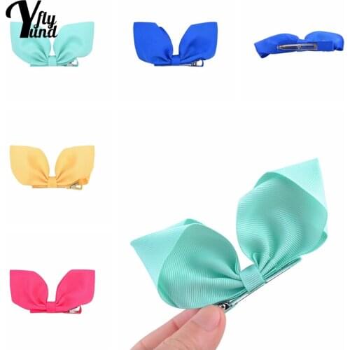 Yundfly 11 CM Solid Color Ribbon Bowknot Infant Hair Clips Fashion Princess Bangs Hairpins DIY Styling Tools Photography Props