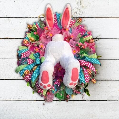 Easter Decoration Garland Wreaths DIY Garland Easter Thief Bunny Butt With Ears Cartoon Home Door Wall Hanging Ornaments J60