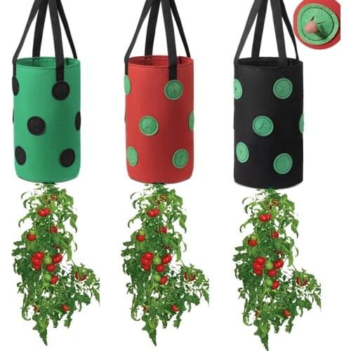 Hanging Planting Bags Strawberry Tomato Grow Bag Hanging Garden Grow Pot with 13 Holes Visualization Pockets Vertical Garden Pot