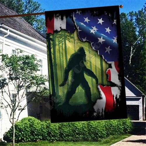 Bigfoot American Flag 3D Full Printing Garden Flags Hanging House Flag Garden Flag Decoration Double-sided Printing