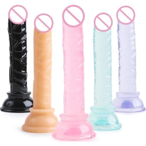 Realistic Dildo Massager No Vibrator Silicone Vaginal Masturbator Penis Suction Cup Black Anal Beads Sex Toys For Women