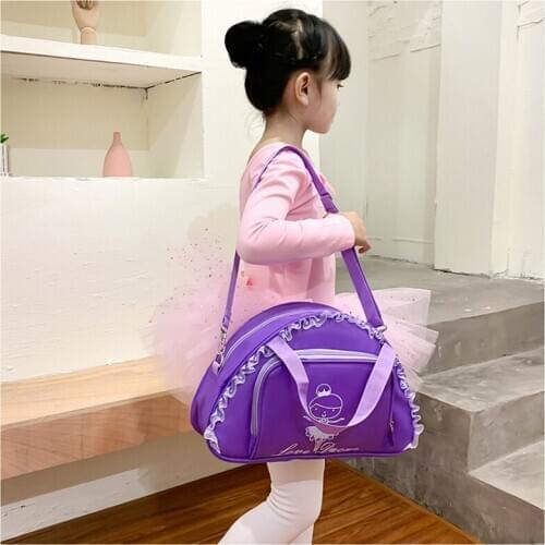 Girl Cute Princess Printing Dance Bags Purple Lace Ballerina Handbag High Quality Waterproof Shoulder Bag For Kids