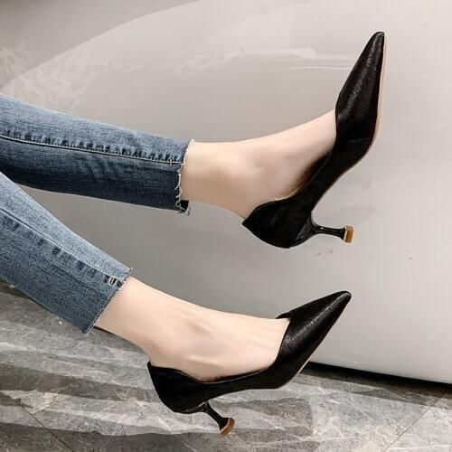 Selling Pumps Black Women High Heel Fashion Wild Womens Fine With Womens Shoes New Pointed Office Shoes Female Leisure W37-26