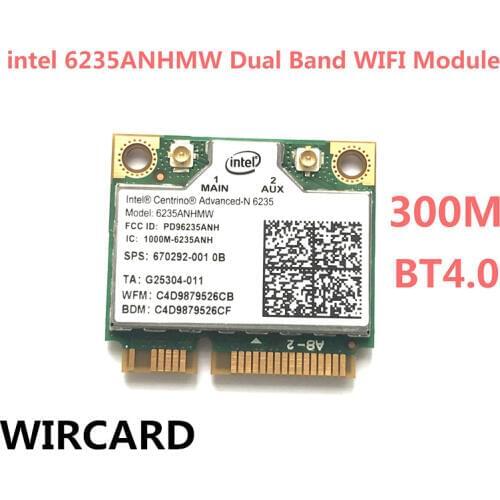WIRCARD Laptop wireless lan card for Intel Centrino Advanced-N 6235 6235ANHMW 300 Mbps WIFI card Bluetooth 4.0 Half MINI PCIe