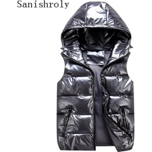 S-4XL 2021 Women Winter Vests Hooded Short Bright Color Vest Sleeveless Down Cotton Padded Jacket Female Autumn Waistcoat Vest