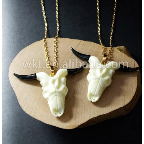 WT-N570 Exclusive resin buffalo horn necklace unique design resin buffalo horn necklace for women nice gift female necklace