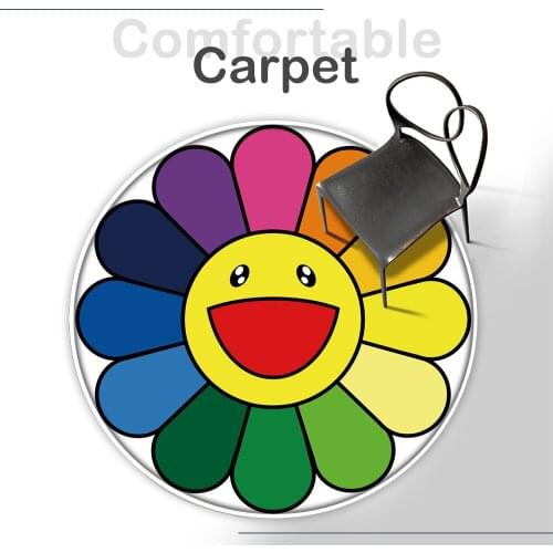 2021 Fashion Sunflower Mat Round Rug Non-Slip Flannel Carpet Non-slip Bath Mat Soft Fluffy Living Room Bedroom Decorative Carpet
