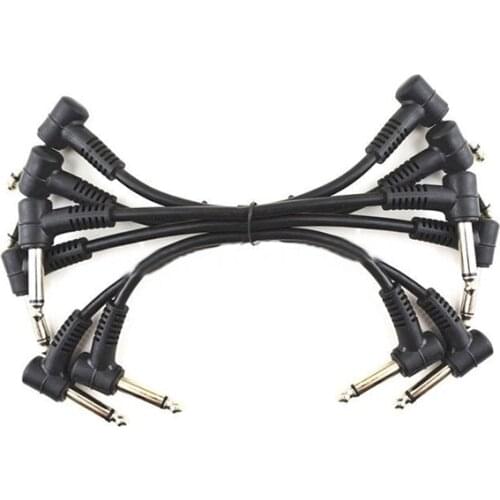 6 x Electric Guitar Cables 6 inch 1/4 Right Angle Effect Pedal Patch Cord Black