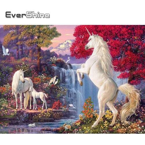 Evershine Diamond Painting Horse 5D DIY Cross Stitch Diamond Embroidery Animals Rhinestone Picture Mosaic Waterfall Wall Decor