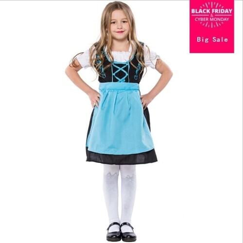 Girl beer costume German beer cosplay childrens clothing Oktoberfest Beer Dress Costume German Wench Dirndl Costume L603