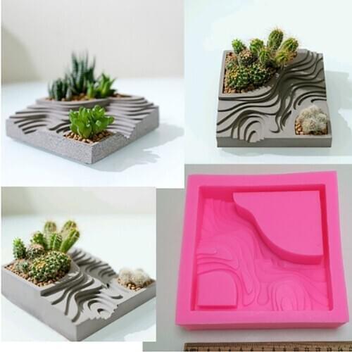 Cement flower pot Mould Silicone Concrete Cactus Planter Mold Clay Craft Mini Vase Making Tool