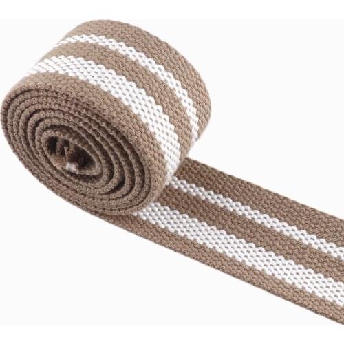 38mm cotton heavy weight webbing Polyester khaki striped soft webbing Nylon Strap for Belt Dog Collar handbag garment backpack