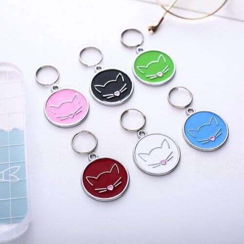 2018 NEW Cat Face Zinc Alloy Pet ID Tag Identification Plate Mini Dog Cat ID Tag Collar Pendant Personalized Pet Accessories