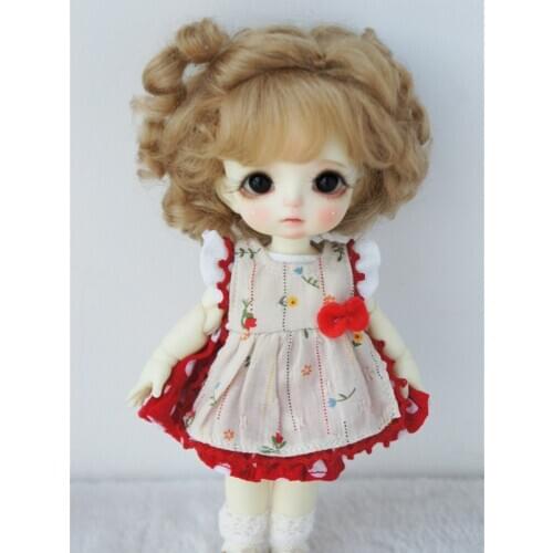 JD250 5-6inch 13-15CM 1/8 Short Baby curly with smart pony mohair BJD wigs OB11 Lati Yellow Doll accessories