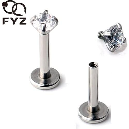 2mm 3mm 4mm 5mm Zircon 16 Gauge Titanium G23 Ear Cartilage Tragus Stud Ring Labret Lip Piercing Body Jewelry