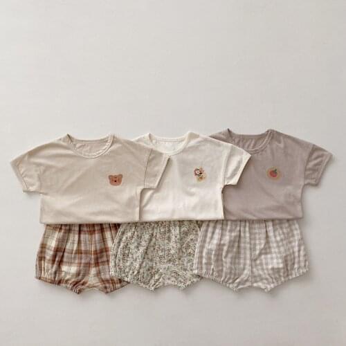 Baby Boys Clothing Set Summer Kids Shirt+Plaid Shorts Suit for Toddler Boys Clothes Infant Cotton Short Sleeve Tops Children