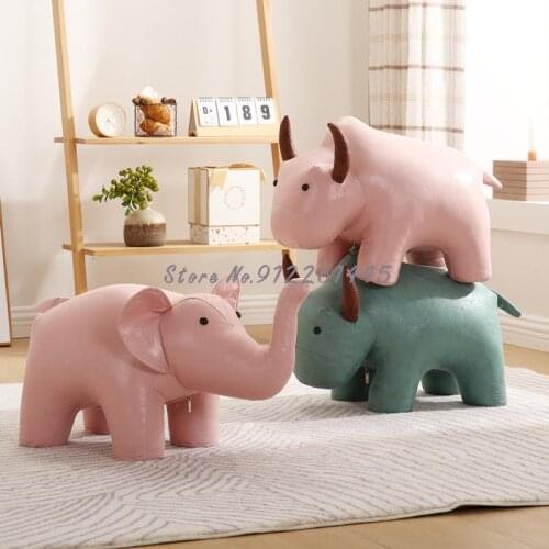 Creative Animal Sitting Stool Net Red Elephant Cartoon Shoe Change Small Bench Cute Childrens Solid Wood Short Stool