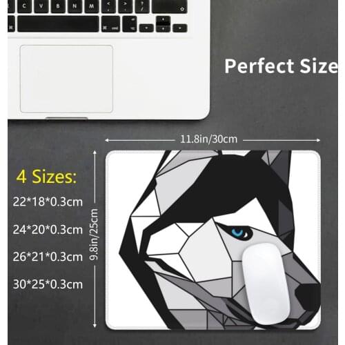 Cool Dog Mouse Pad DIY Print Husky Dog Underdog Siberian Wolf Blue Eyes Geometric
