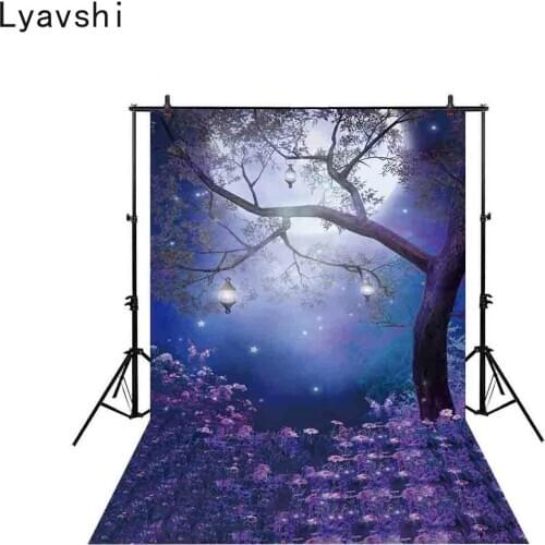 Lyavshi backdrop for photographic studio magic tree lanterns poppy meadow colorful lawn red mushroom photographic backdrop