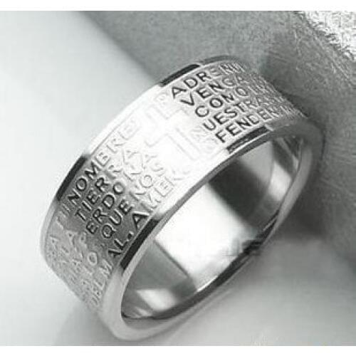 MANGOSKY 316L Stainless Steel Bible Rings Titanium Steel Rings For Women and Men