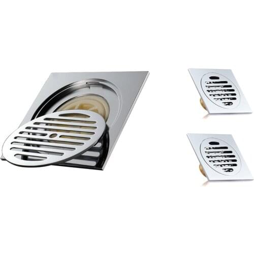 Odor-Proof Copper Floor Drain Chrome-Plated Mesh Surface Large-Flow Anti-Reflow Shower Floor Drain