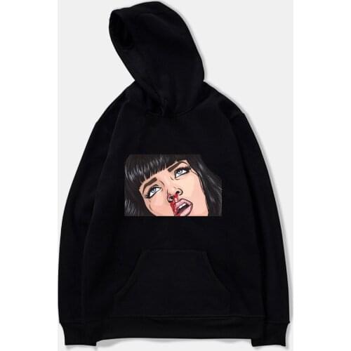 Pulp Fiction Mia Wallace Hoodie Men Women Fleece Long Sleeve Sweatshirt Hoodies Harajuku Casual Jacket Coat Comics Clothes
