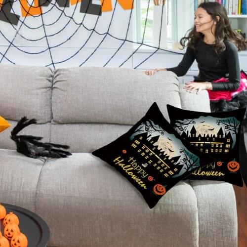 Pumpkin Demon Pillow Cover Halloween Trick or Treat Pumpkin Series Pillow Cover For Home Holiday Decoration