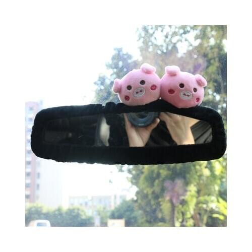 New Cute car rearview mirror cover cartoon Korean woman rearview mirror seat belt cover car interior accessories