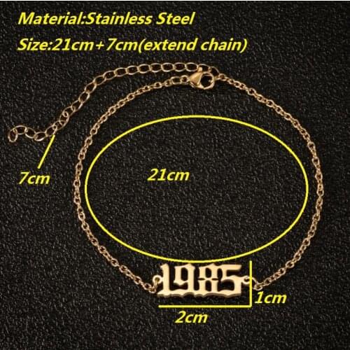 Hfarich 1980-1998 Birth Year Anklet Leg Bracelet Jewelry Stainless Steel Gold Silver Color Custom Number Anklet For Women Gifts