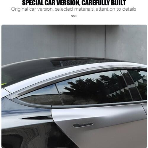 Car Window Rain Cover Exterior Carbonfiber Accessories For Tesla Model 3 Imported Car Window Frame Rain Shield Silver 4pcs/set