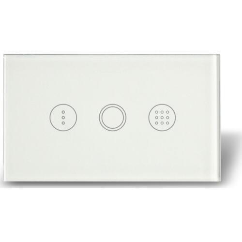 AU/US Type Plain White Crystal Glass Touch Screen Timer Switch, Time delay switch+blue LED indicator