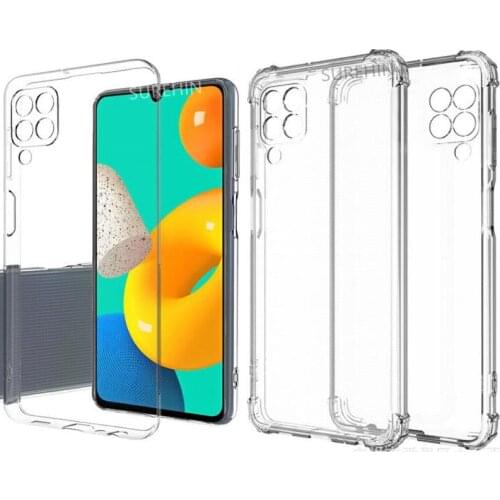 Shockproof Case For Samsung Galaxy M32 Cover Transparent Clear 4 Angle Thicken Soft Silicone Cover For Samsung Galaxy M32 Case