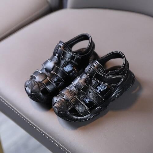 Infant Black Sandals Baby Summer Shoes for Boys Fashion Beach Sandals Baby Boys Closed Toe Soft Bottom Shoes 1-6 Years Toddler